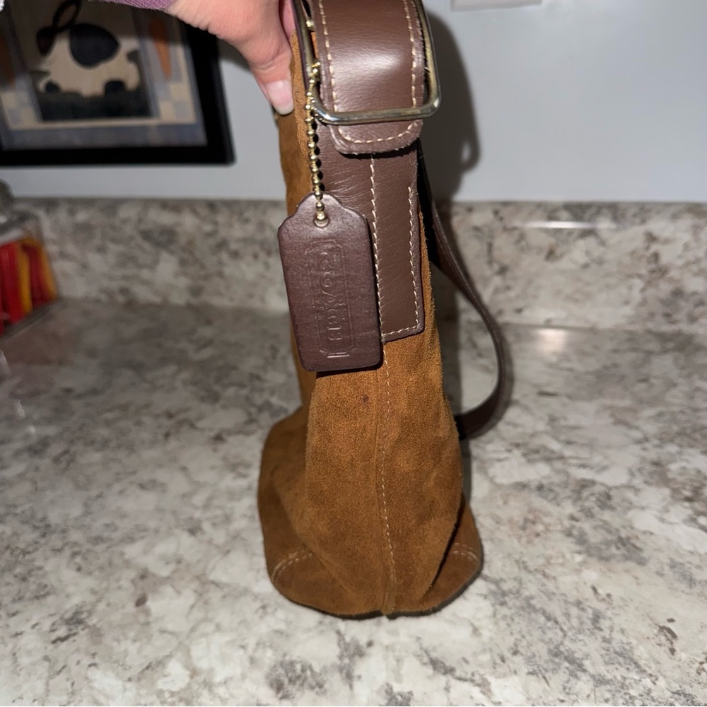 COACH Legacy Suede Chocolate Brown Slim Bucket Shoulder Bag Vintage Y2K 4115 - Picture 5 of 12